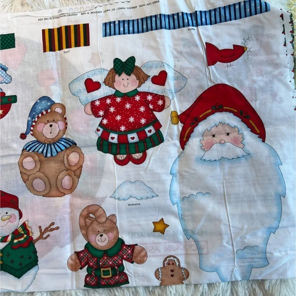 Daisy Kingdom Joy‎ Noel Wreath Fabric Panel with Pattern Santa Christmas Holiday